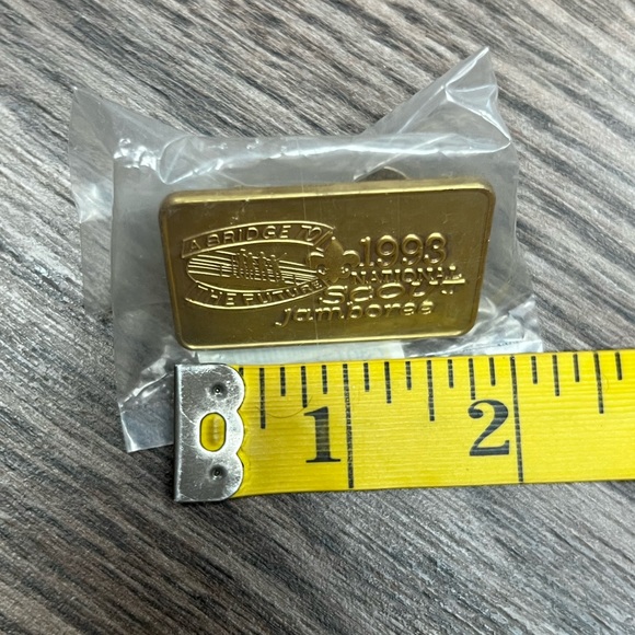 Vintage 1993 Boy Scout Jamboree Neckerchief Brass Slide - Picture 2 of 4
